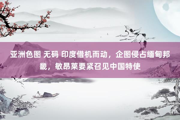亚洲色图 无码 印度借机而动，企图侵占缅甸邦畿，敏昂莱要紧召见中国特使
